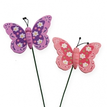 Vlinder op stok 8cm 18 st