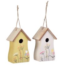 Artikel Decoratie voor het ophangen van vogelhuis hout wit geel 13cm 2 st