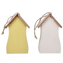 Artikel Decoratie voor het ophangen van vogelhuis hout wit geel 13cm 2 st