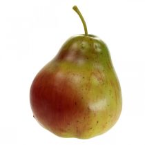 Deco peer groen rood, deco fruit, eetpop 11cm