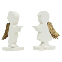 Decoratieve engel wit met gouden vleugel 8,5cm 8st