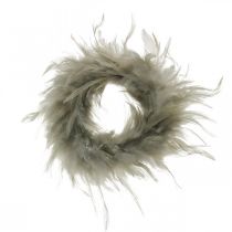 Sierkrans veren grijs Ø10,5cm Paasdecoratie echte veren