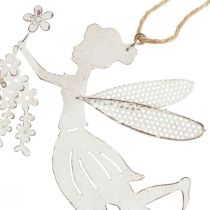 Artikel Decoratieve sprookjesraamdecoratie lente metaal wit elfje 15×10cm 2 st