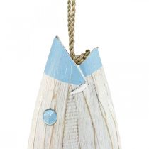 Deco vis hout Houten vis om op te hangen lichtblauw H57.5cm