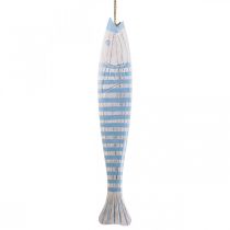 Deco vis hout Houten vis om op te hangen lichtblauw H57.5cm