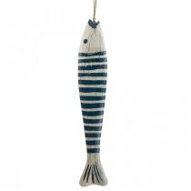Artikel Deco vis hout Houten vis om op te hangen Donkerblauw H57.5cm