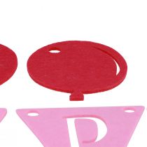 Artikel Decoratieve verjaardagswimpelkettingslinger van vilt roze 300cm