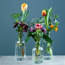 Artikel Decoratieve glazen fles met gegroefde decoratie helder Ø7,5cm H19cm 6 st