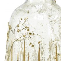 Artikel Decoratieve glazen vaas met echt gipskruid decor Ø9,5cm H18cm