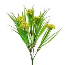 Decoratief gras met bloemen geel, groen L30cm