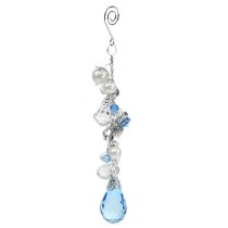 Decoratieve hanger zilver, blauw L 23cm