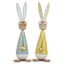 Artikel Decoratief konijntje met bril Paasdecoratie hout metaal Paashaas 29cm 2st