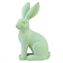 Decoratieve tafeldecoratie konijn zittend groen goud craquelé H23,5cm