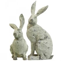 Decoratief konijn zittend steenlook tuindecoratie H30cm 2st