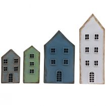 Decoratieve huizen tafeldecoratie vintage plantenbak H12,5cm - 19cm set van 4