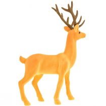 Artikel Decoratief hert/rendier geelbruin decoratief beeldje met fluweelachtige afwerking 37 cm