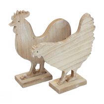 Artikel Decoratieve kip tafeldecoratie Pasen houten decoratie vintage 19cm set van 2