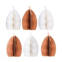 Artikel Decoratief kippenhaan honingraatpapier wit oranje 7,5×4,5×8cm 6 st