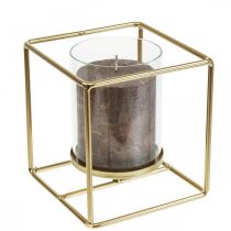 Artikel Decoratieve kandelaar goud metaal lantaarn glas 12×12×13cm