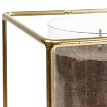Decoratieve kandelaar goud metaal lantaarn glas 12×12×13cm