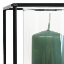 Artikel Decoratieve kandelaar zwart metaal lantaarn glas 12×12×13cm