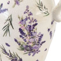 Artikel Decoratieve kan steengoed lavendel paars crème tafeldecoratie H21cm