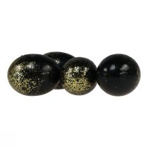 Artikel Decoratieve paaseieren echt ganzenei zwart met gouden glitters H7,5–8,5cm 10 stuks