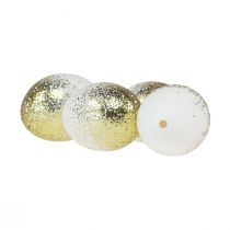 Artikel Decoratieve paaseieren echt kippeneiwit met gouden glitters H5,5–6cm 10st