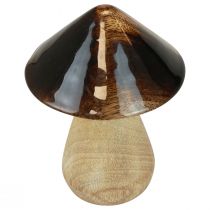 Artikel Decoratieve paddestoel houten paddestoel naturel bruin glanseffect Ø7,5cm H10cm