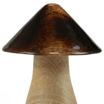 Artikel Decoratieve paddestoel houten paddestoel naturel bruin glanseffect Ø7,5cm H10cm