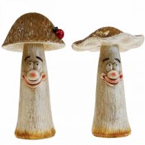 Deco paddestoelen Herfstdecoratie grappige paddestoelen Ø15/12cm H22/25cm 2st