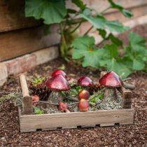 Deco paddestoelen glas rood vintage herfst decoratie Ø9cm H13.5cm 2st