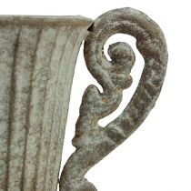 Artikel Decoratieve kelk/beker, metaal, antiek bruin/wit, Ø12cm, H26cm, vaas/pot/bloemendecoratie