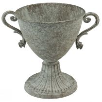 Decoratieve trofee met handvat metaal bruin wit Ø15cm H19,5cm