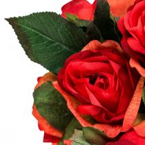 Deco rozen boeket kunstbloemen rozen rood H30cm 8st