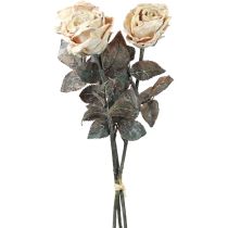 Artikel Decoratieve rozen crème witte kunstrozen zijden bloemen antieke look L65cm verpakking van 3