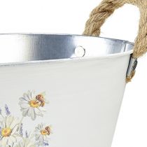 Artikel Decoratieve schaal ovaal metaal wit natuurlijke bloemen decor L26cm