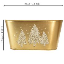 Artikel Decoratieve ovale schaal, kerstboomvormige plantenbak, goudkleurig, 24×13×12,5 cm