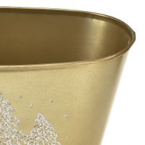 Artikel Decoratieve ovale schaal, kerstboomvormige plantenbak, goudkleurig, 24×13×12,5 cm