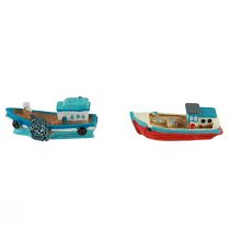 Artikel Decoratieve boot boot blauw rood maritieme tafeldecoratie 5cm 8 st