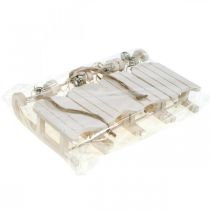 Artikel Decoratieve slee wit zilver met belkoord L13cm 4 stuks