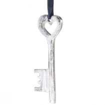 Artikel Decoratieve sleutel decoratieve hanger metaal zilver 4x11cm 6st