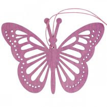 Deco vlinders deco hanger paars/roze/roze 12cm 12st