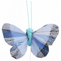 Artikel Decoratieve vlinders veer vlinder roze, blauw 6cm 24 st