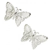 Decoratieve vlinders metaal hangdecoratie zilver 5cm 30st