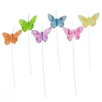 Artikel Decoratieve vlinders op draad kleurrijke veren 5,5×8cm 12 st