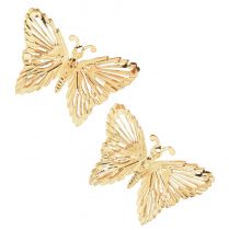 Decoratieve vlinders metalen hangdecoratie goud 5cm 30st