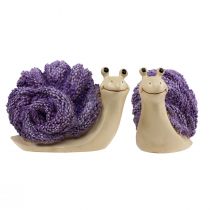 Artikel Decoratieve slakken decoratieve figuren paars beige lavendel 12cm 2st