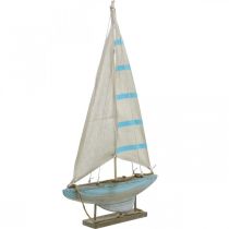 Artikel Deco zeilboot hout blauw-wit maritiem tafeldecoratie H54.5cm