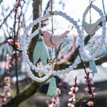Decoratief Vogels Hout om op te hangen Vogel met bloem Mobiel H30cm 3st